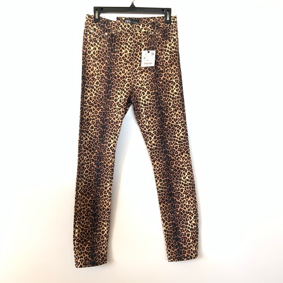 Zara High Rise Leopard Print Skinny Jeans 6 - Picture 4 of 4
